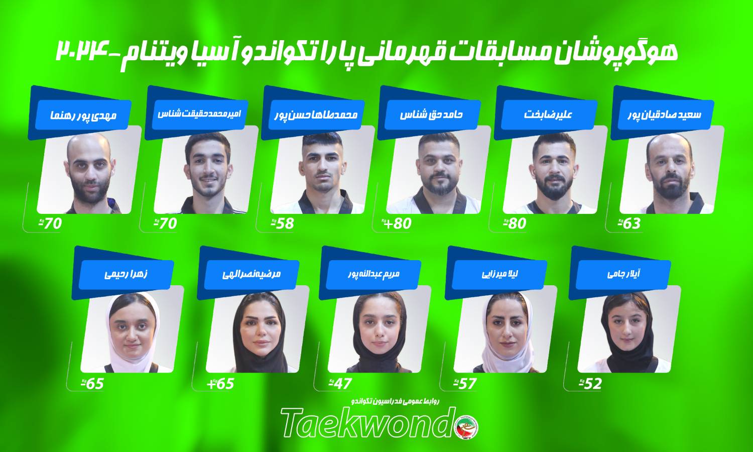 پاراتکواندوکاران ایران رقبای خود را شناختند
